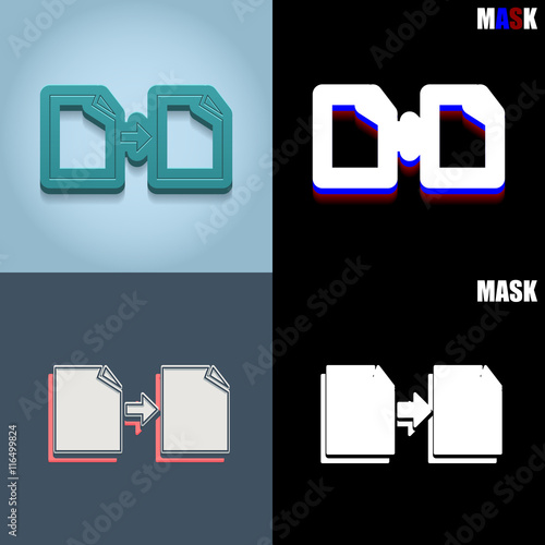 ikona retro 3D i płaska