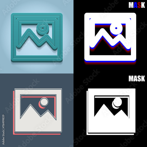 ikona retro 3D i płaska