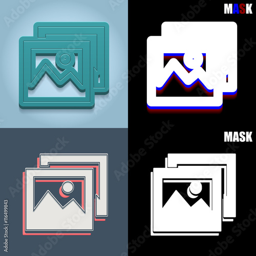 ikona retro 3D i płaska