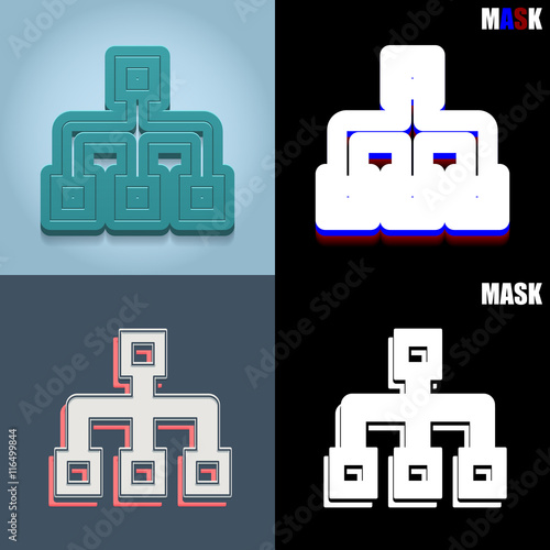 ikona retro 3D i płaska