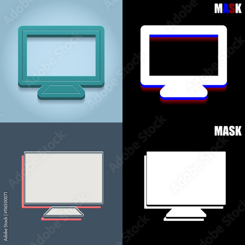 ikona retro 3D i płaska