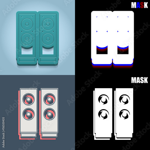 ikona retro 3D i płaska