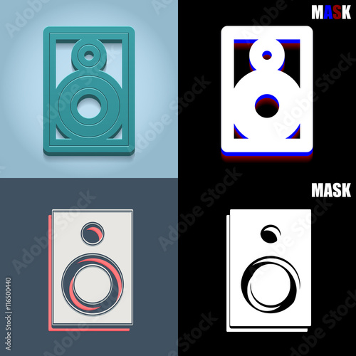 ikona retro 3D i płaska