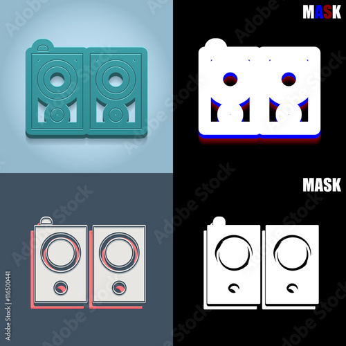 ikona retro 3D i płaska