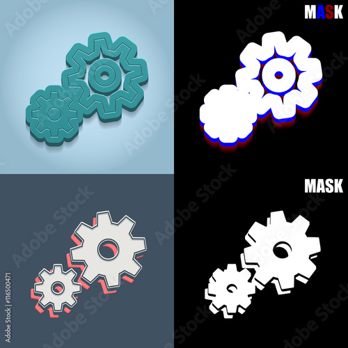 ikona retro 3D i płaska