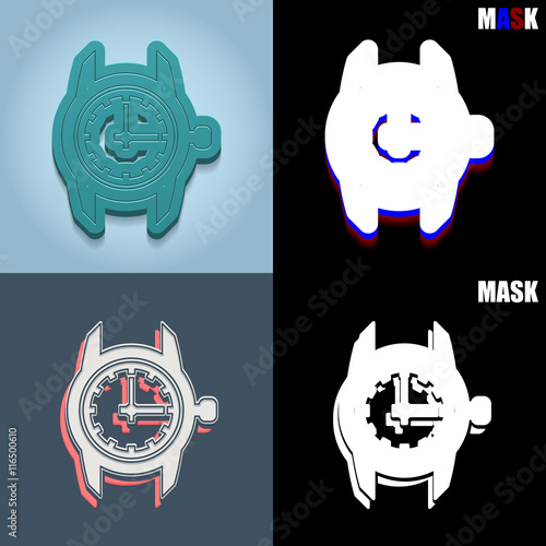 ikona retro 3D i płaska