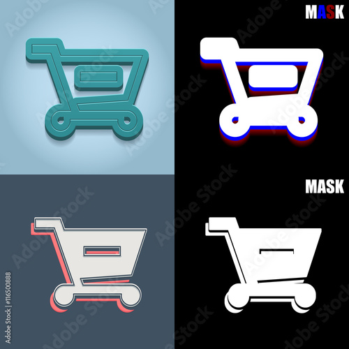 ikona retro 3D i płaska