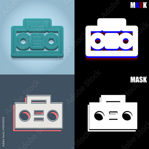ikona retro 3D i płaska