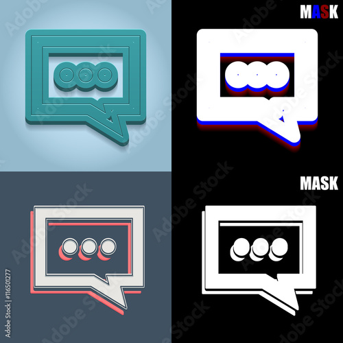 ikona retro 3D i płaska