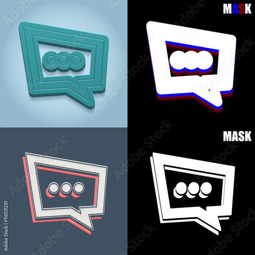 ikona retro 3D i płaska