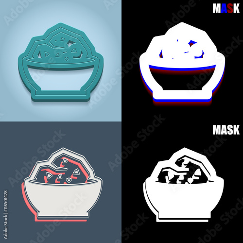 ikona retro 3D i płaska