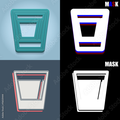 ikona retro 3D i płaska