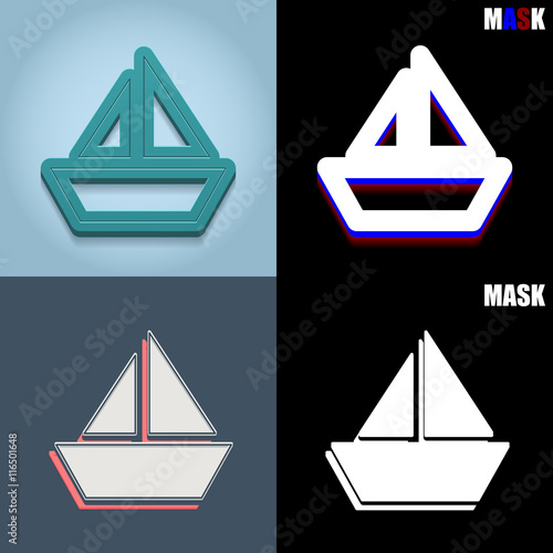 ikona retro 3D i płaska