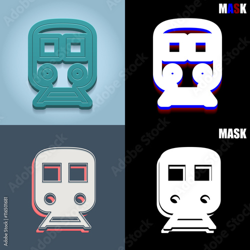 ikona retro 3D i płaska