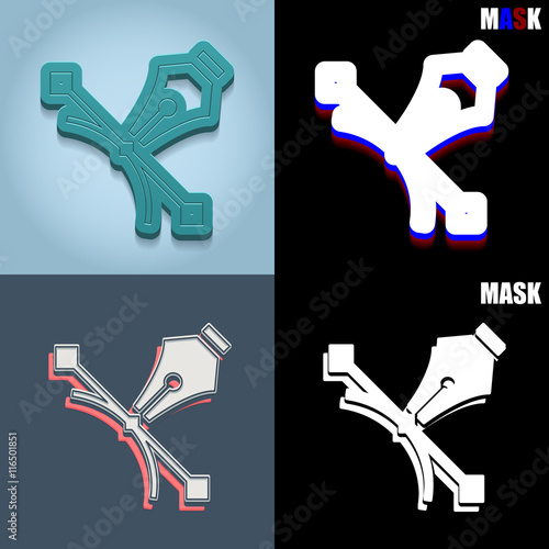 ikona retro 3D i płaska
