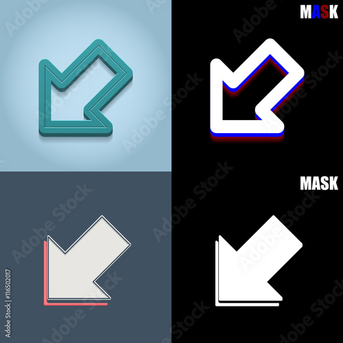ikona retro 3D i płaska