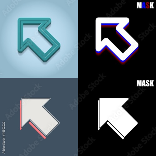 ikona retro 3D i płaska