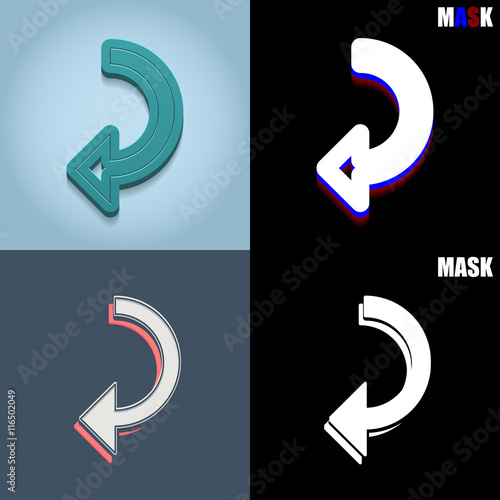 ikona retro 3D i płaska