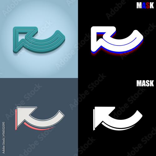 ikona retro 3D i płaska