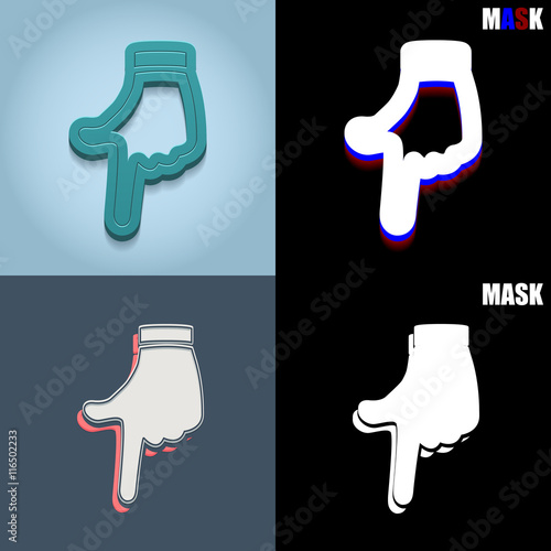 ikona retro 3D i płaska
