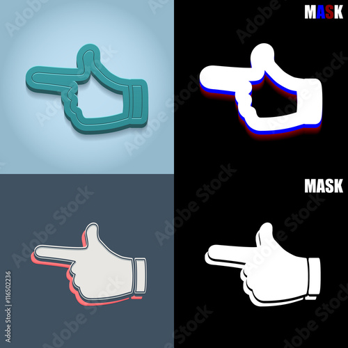 ikona retro 3D i płaska