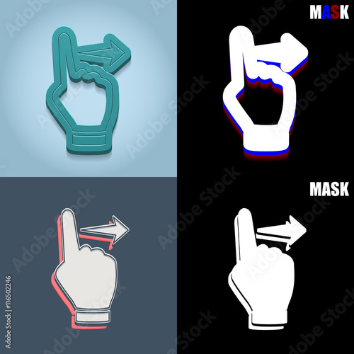 ikona retro 3D i płaska