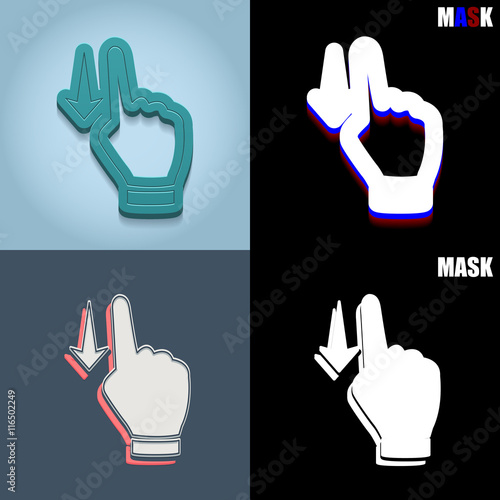 ikona retro 3D i płaska