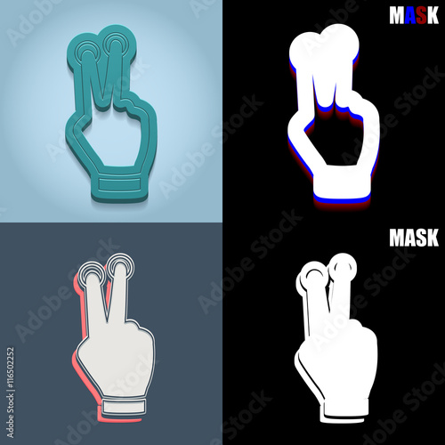 ikona retro 3D i płaska
