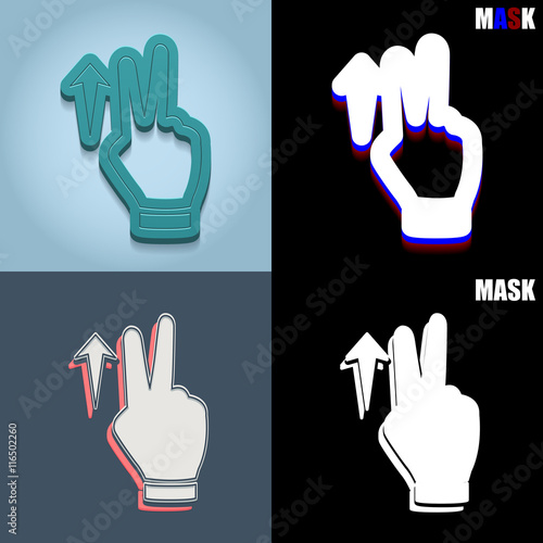 ikona retro 3D i płaska