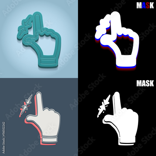 ikona retro 3D i płaska