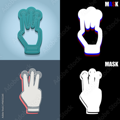 ikona retro 3D i płaska
