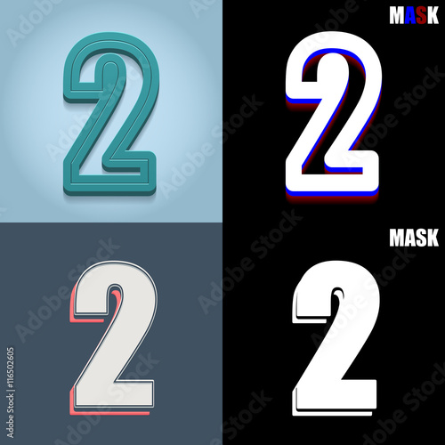 ikona retro 3D i płaska