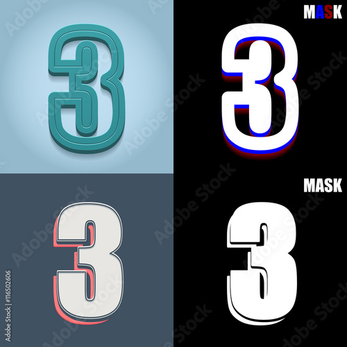 ikona retro 3D i płaska