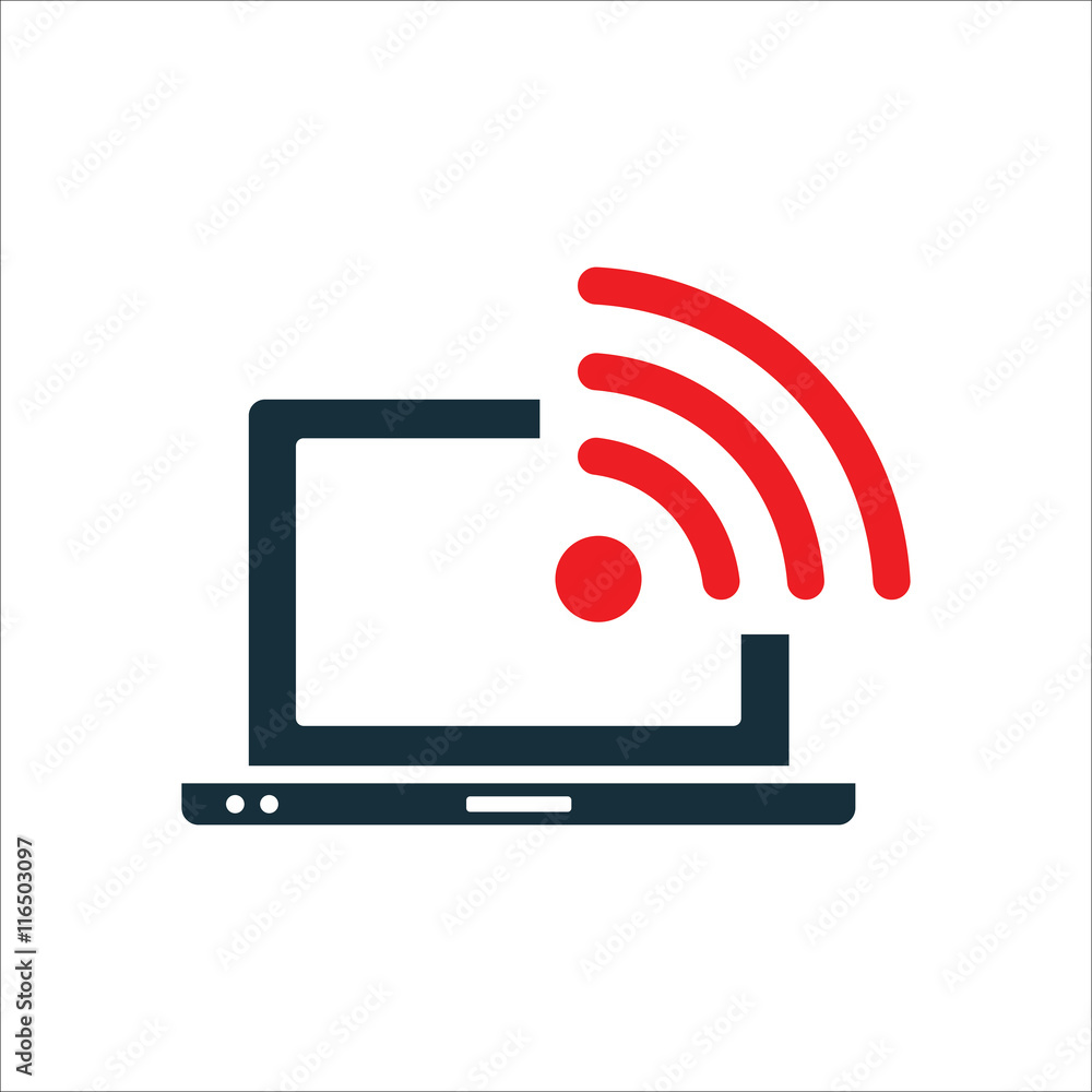 notebook wi-fi icon on white background notebook wi-fi icon on white background