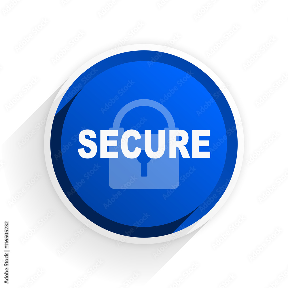 secure flat icon with shadow on white background, blue modern design web element secure flat icon with shadow on white background, blue modern design web element