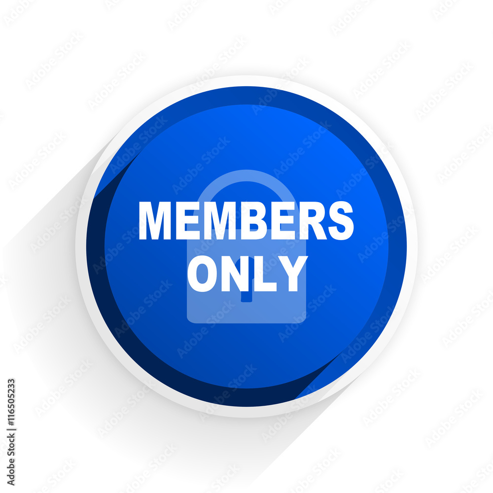 members only flat icon with shadow on white background, blue modern design web element members only flat icon with shadow on white background, blue modern design web element