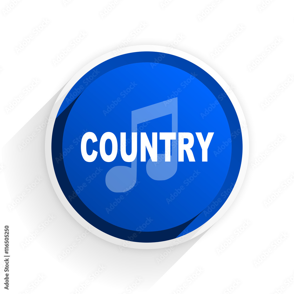 music country flat icon with shadow on white background, blue modern design web element music country flat icon with shadow on white background, blue modern design web element