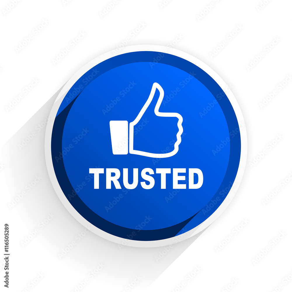 trusted flat icon with shadow on white background, blue modern design web element trusted flat icon with shadow on white background, blue modern design web element