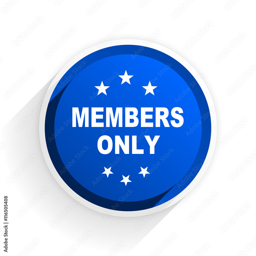 members only flat icon with shadow on white background, blue modern design web element members only flat icon with shadow on white background, blue modern design web element