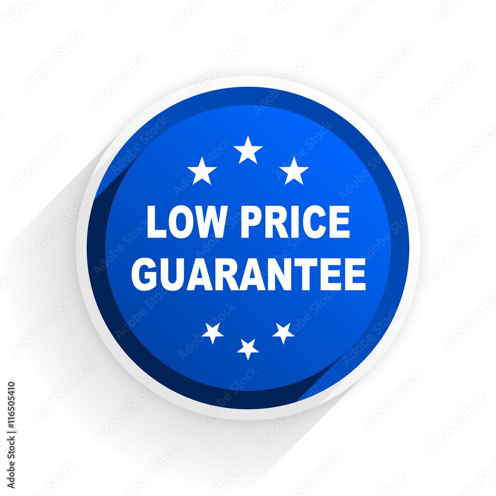low price guarantee flat icon with shadow on white background, blue modern design web element low price guarantee flat icon with shadow on white background, blue modern design web element