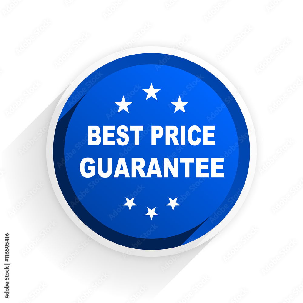 best price guarantee flat icon with shadow on white background, blue modern design web element best price guarantee flat icon with shadow on white background, blue modern design web element