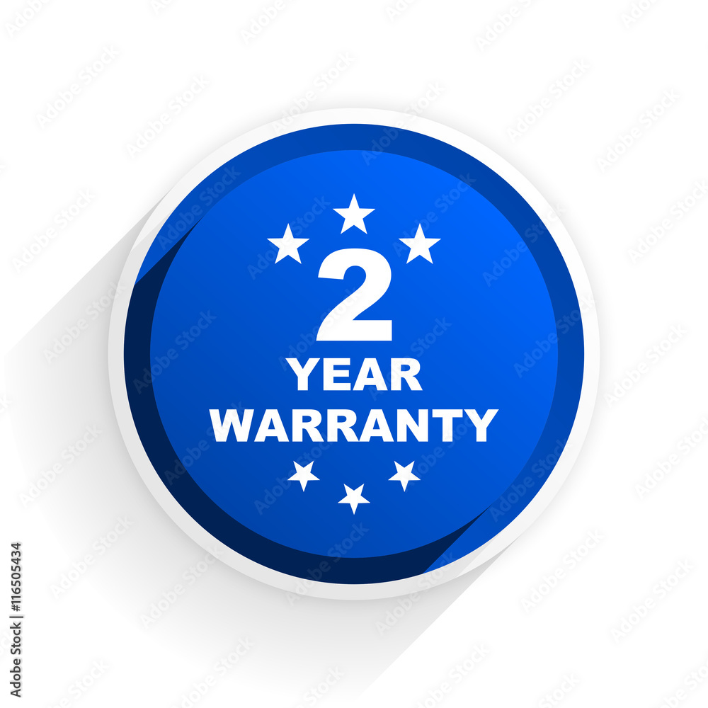 warranty guarantee 2 year flat icon with shadow on white background, blue modern design web element warranty guarantee 2 year flat icon with shadow on white background, blue modern design web element