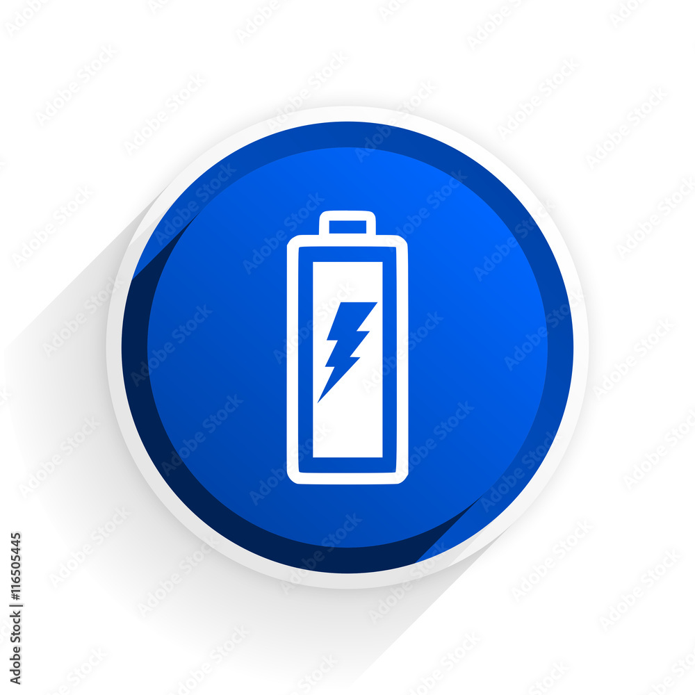 battery flat icon with shadow on white background, blue modern design web element battery flat icon with shadow on white background, blue modern design web element