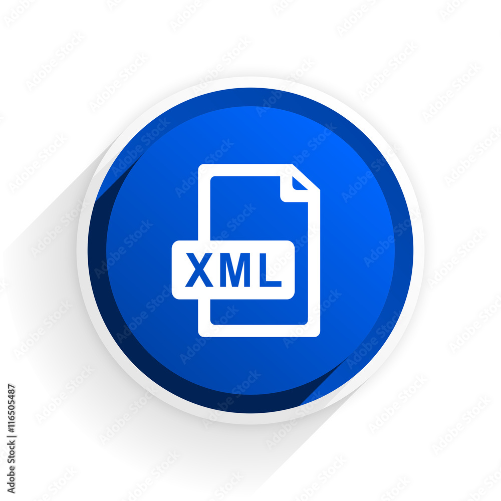 xml file flat icon with shadow on white background, blue modern design web element xml file flat icon with shadow on white background, blue modern design web element
