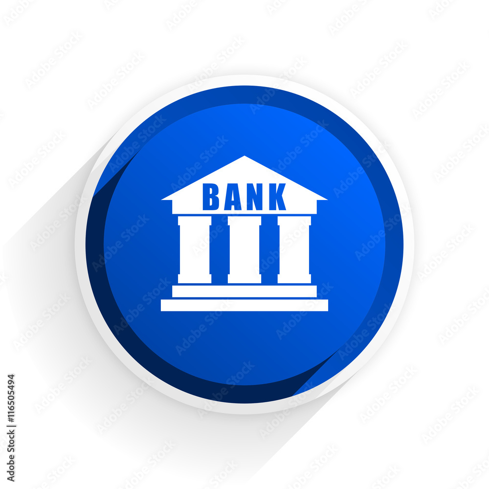 bank flat icon with shadow on white background, blue modern design web element bank flat icon with shadow on white background, blue modern design web element