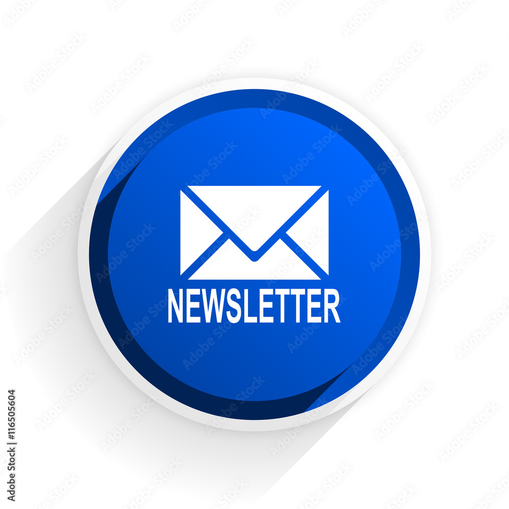 newsletter flat icon with shadow on white background, blue modern design web element newsletter flat icon with shadow on white background, blue modern design web element