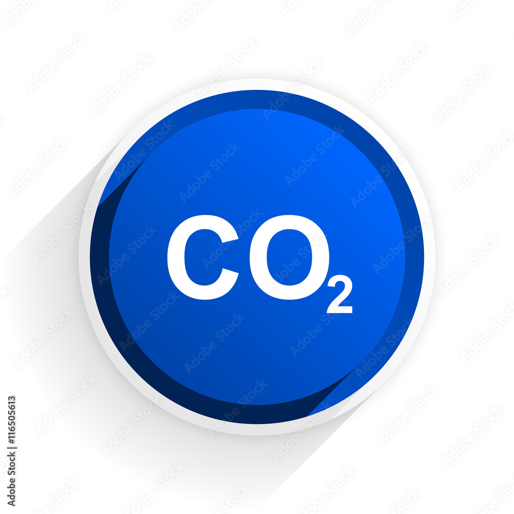 carbon dioxide flat icon with shadow on white background, blue modern design web element carbon dioxide flat icon with shadow on white background, blue modern design web element