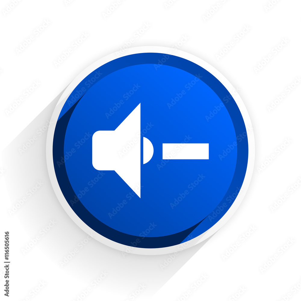 speaker volume flat icon with shadow on white background, blue modern design web element speaker volume flat icon with shadow on white background, blue modern design web element