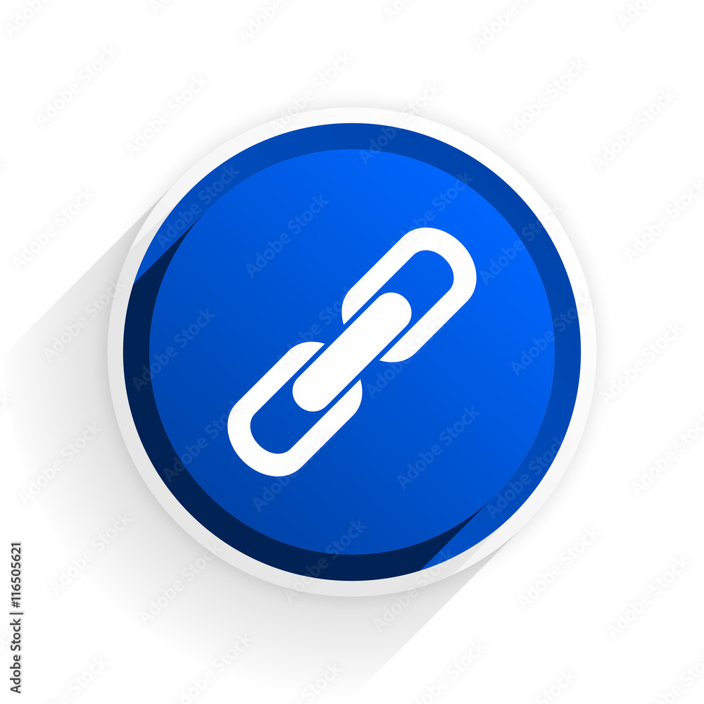 link flat icon with shadow on white background, blue modern design web element link flat icon with shadow on white background, blue modern design web element