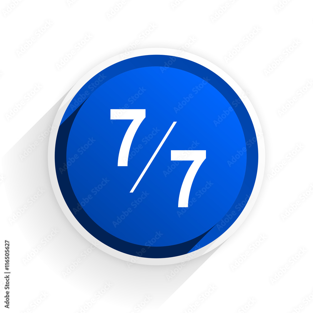 7 per 7 flat icon with shadow on white background, blue modern design web element 7 per 7 flat icon with shadow on white background, blue modern design web element